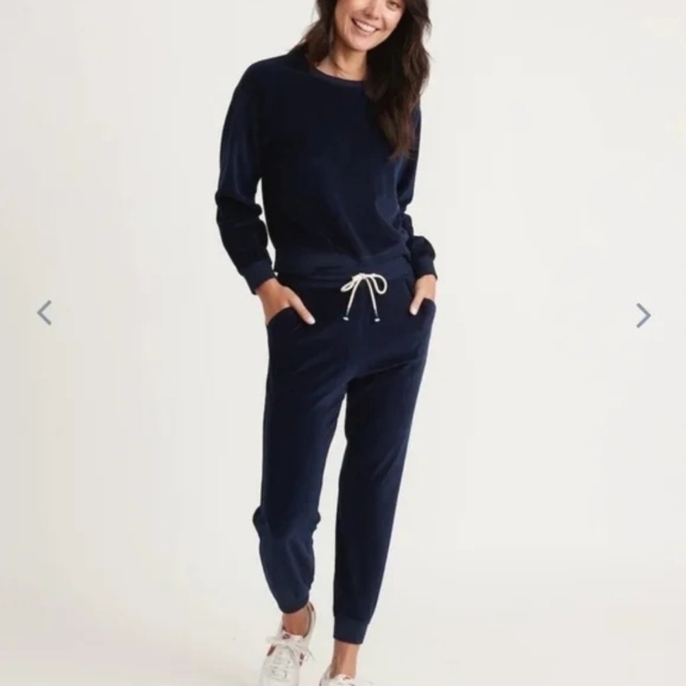 Marine Layer Moonlight Velour Sweat Set - Navy Size S
